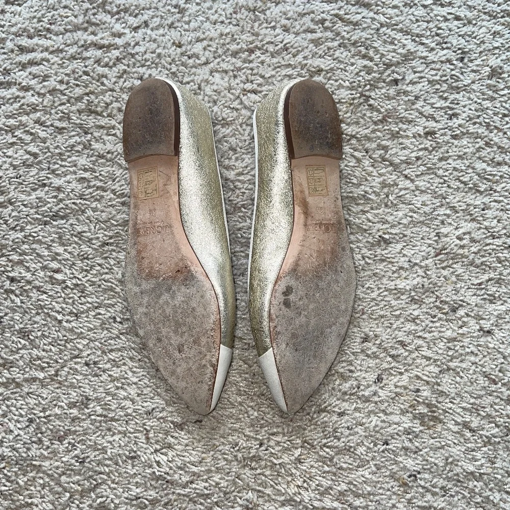 J.Crew Gemma Cap-toe Flats in Metallic Gold Sz 8.5 Gently Loved w/Box - Picture 10 of 12